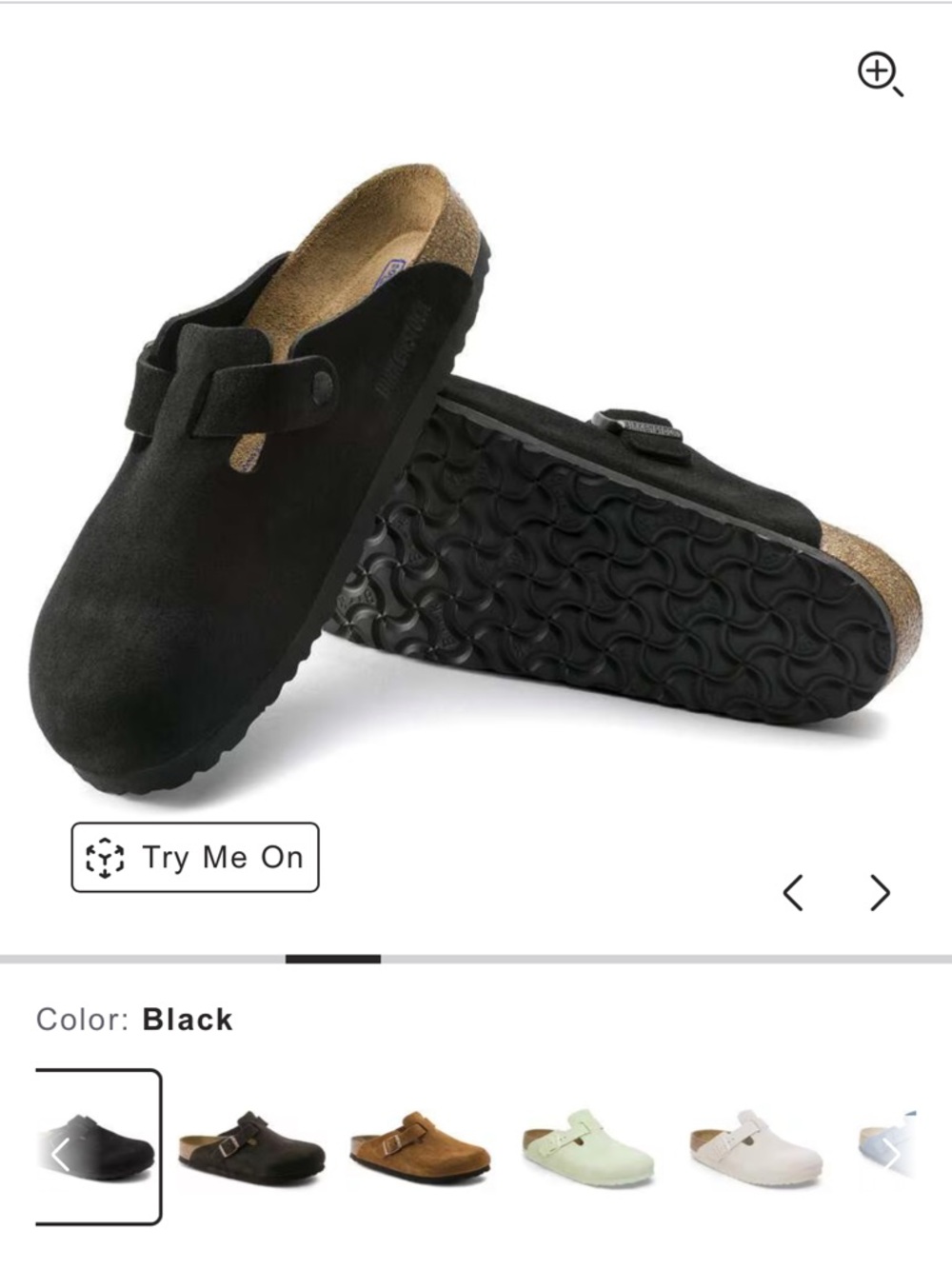 Birkenstock Black Suede Boston Clog Mule Size 38